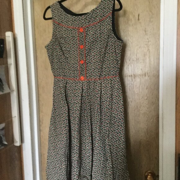 Axueh Vintage style cotton rockabilly fit and flare dress floral print size L - Picture 1 of 6